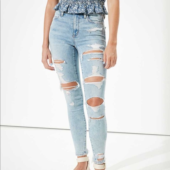 American Eagle Jean Super High Rise Jegging Shattered Breeze
